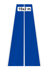 Afbeelding in Gallery-weergave laden, Blauwe sprinttrack van 2x15 meter met witte lijnen aan de zijkant, ontworpen voor nauwkeurige zijlijnmarkeringen in sportfaciliteiten.